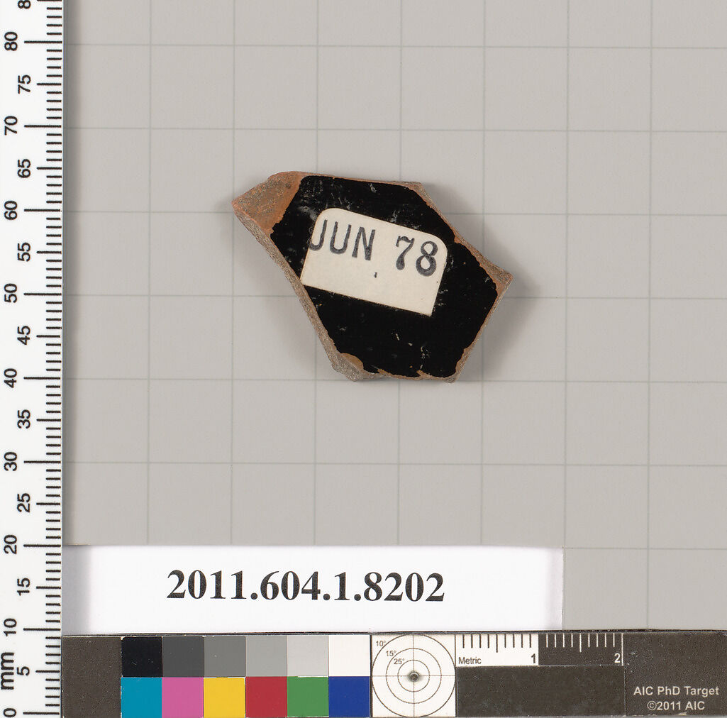 Terracotta fragment of a kylix (drinking cup), Terracotta, Greek, Attic