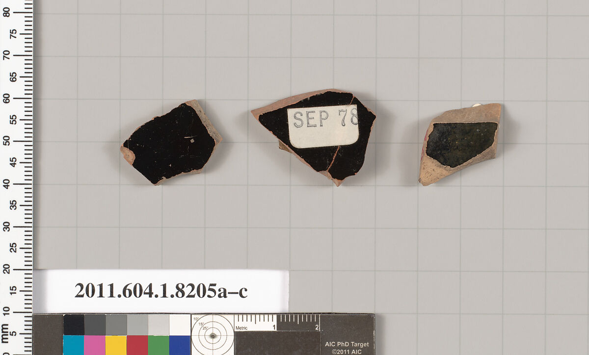 Terracotta fragments of kylikes (drinking cups), Terracotta, Greek, Attic