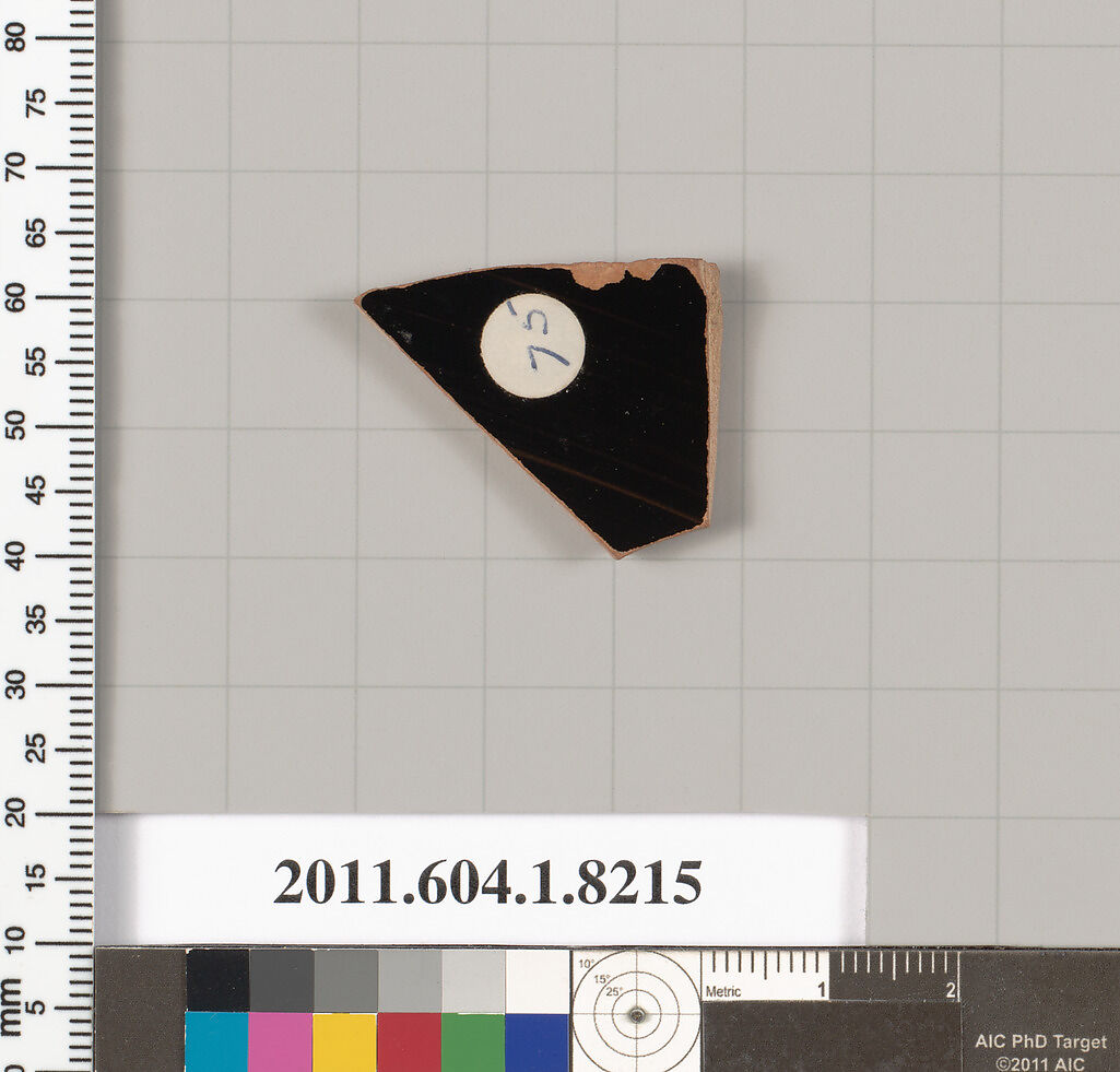 Terracotta fragment of a kylix (drinking cup), Terracotta, Greek, Attic