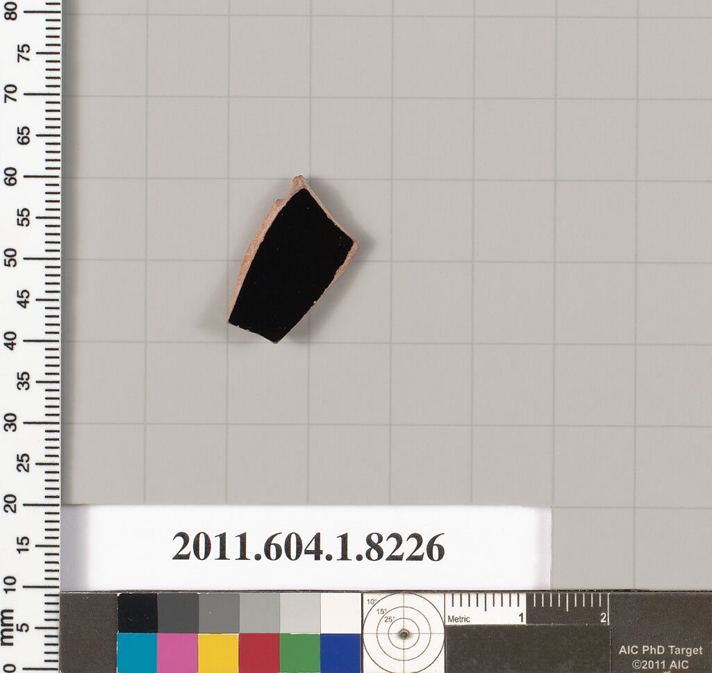 Terracotta fragment of a kylix (drinking cup), Terracotta, Greek, Attic