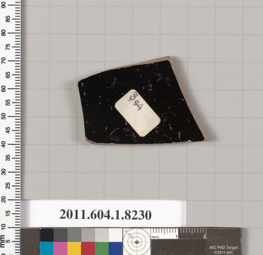 Terracotta fragment of a kylix (drinking cup), Terracotta, Greek, Attic