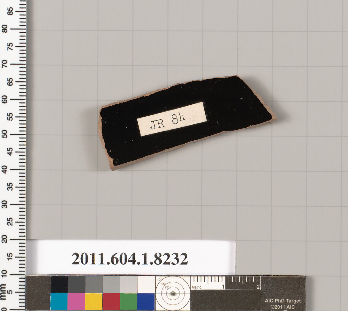 Terracotta fragment of a kylix (drinking cup), Terracotta, Greek, Attic