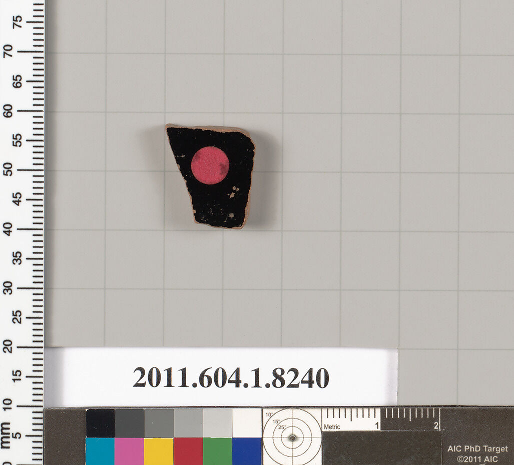 Terracotta fragment of a kylix (drinking cup), Terracotta, Greek, Attic