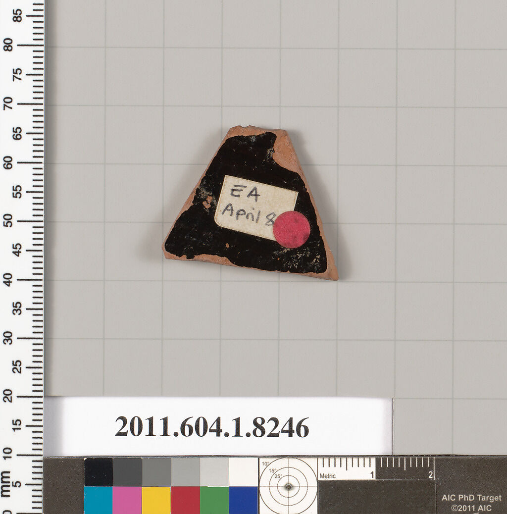 Terracotta fragment of a kylix (drinking cup), Terracotta, Greek, Attic