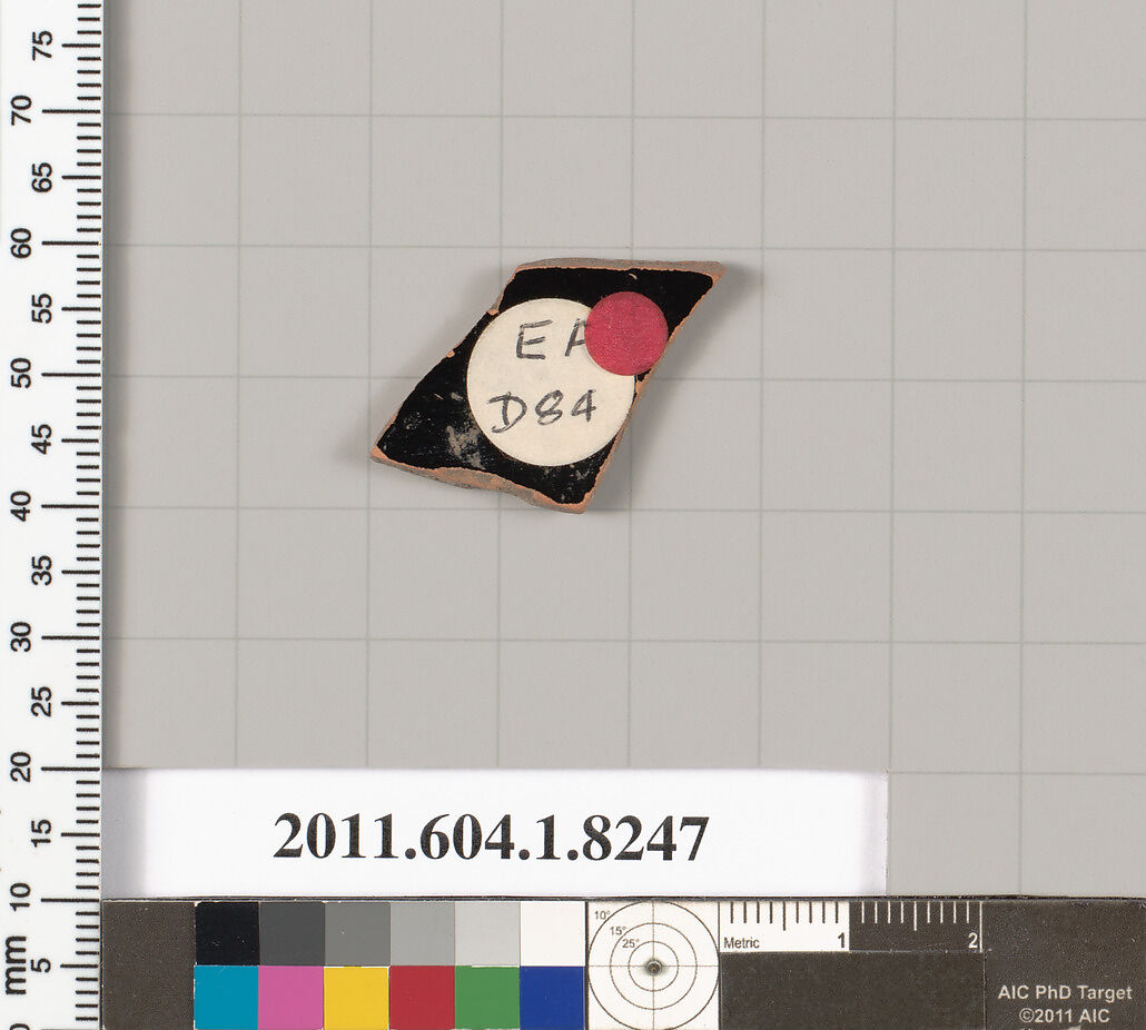 Terracotta fragment of a kylix (drinking cup), Terracotta, Greek, Attic