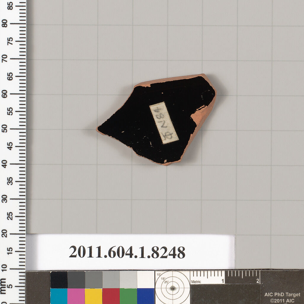 Terracotta fragment of a kylix (drinking cup), Terracotta, Greek, Attic