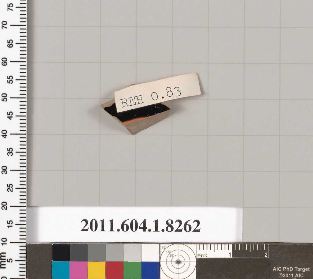 Terracotta fragment of a kylix (drinking cup), Terracotta, Greek, Attic