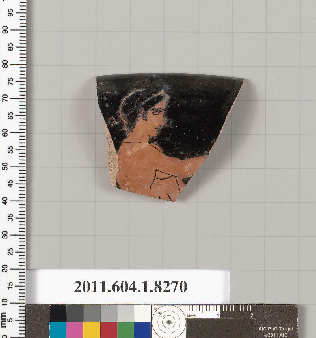 Terracotta rim fragment of a kylix (drinking cup), Terracotta, Greek, Attic 