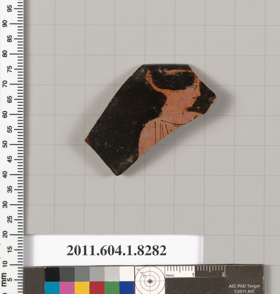 Terracotta rim fragment of a kylix (drinking cup), Terracotta, Greek, Attic