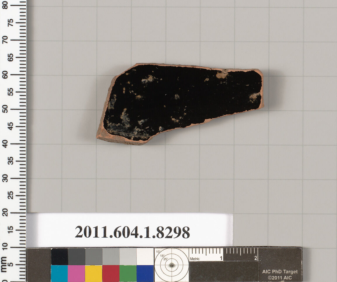 Terracotta fragment of a kylix (drinking cup), Terracotta, Greek, Attic