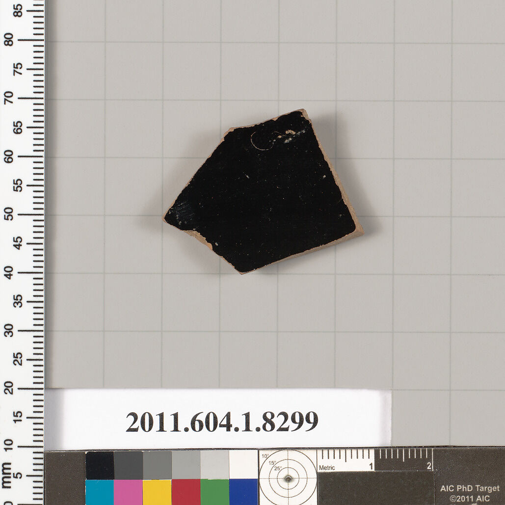 Terracotta fragment of a kylix (drinking cup), Terracotta, Greek, Attic