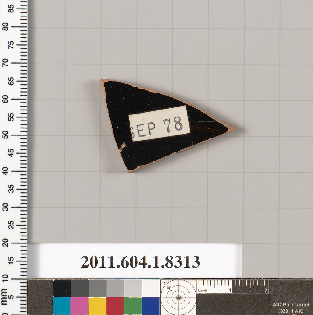 Terracotta fragment of a kylix (drinking cup), Terracotta, Greek, Attic