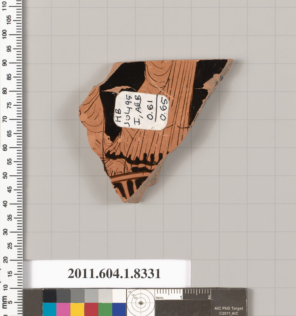Terracotta fragment of a kylix (drinking cup), Terracotta, Greek, Attic