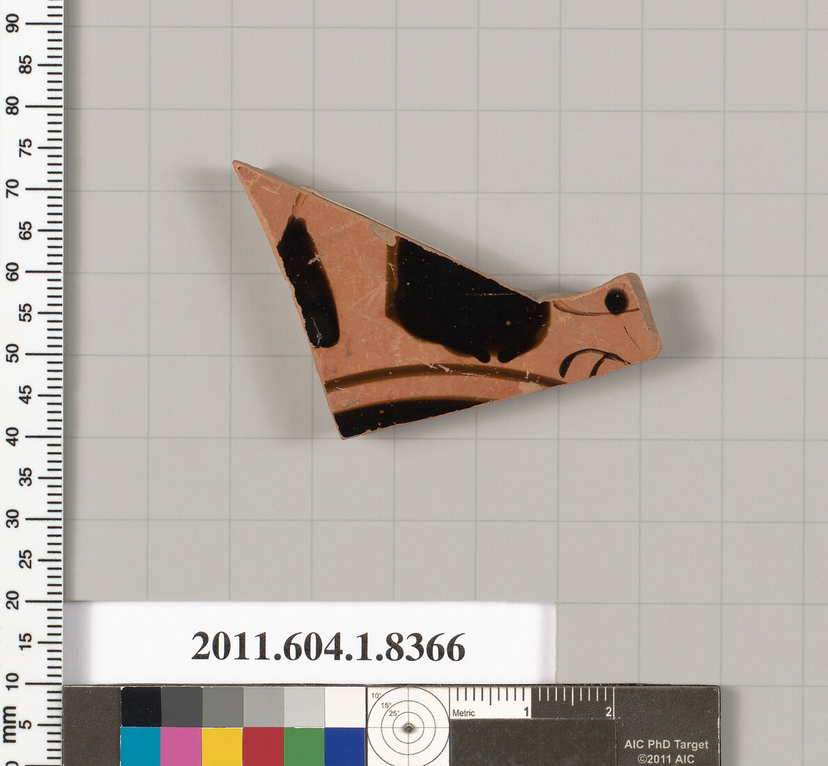 Terracotta fragment of a kylix (drinking cup), Terracotta, Greek, Attic