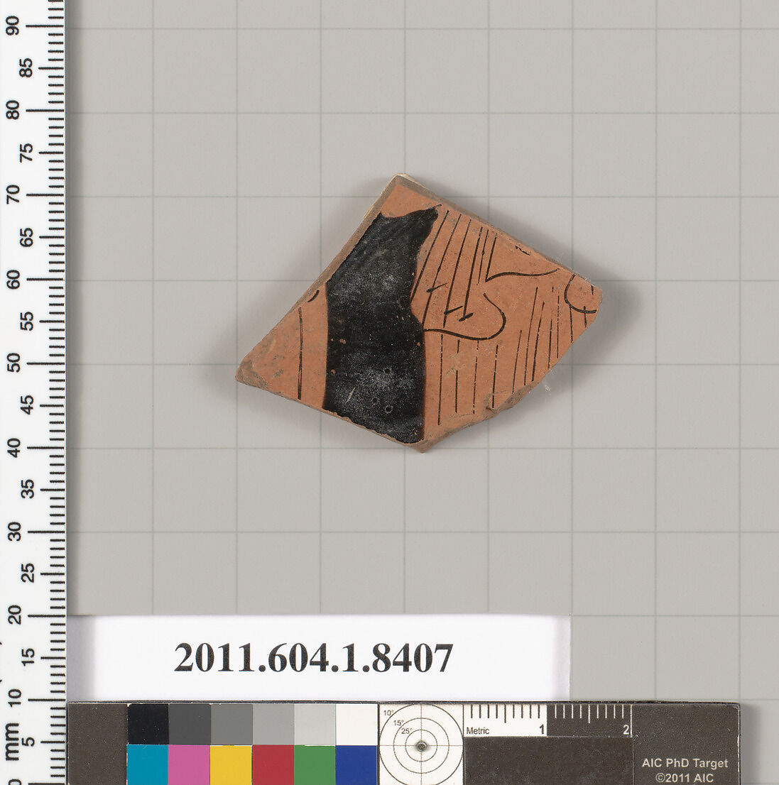 Terracotta fragment of a kylix (drinking cup), Terracotta, Greek, Attic