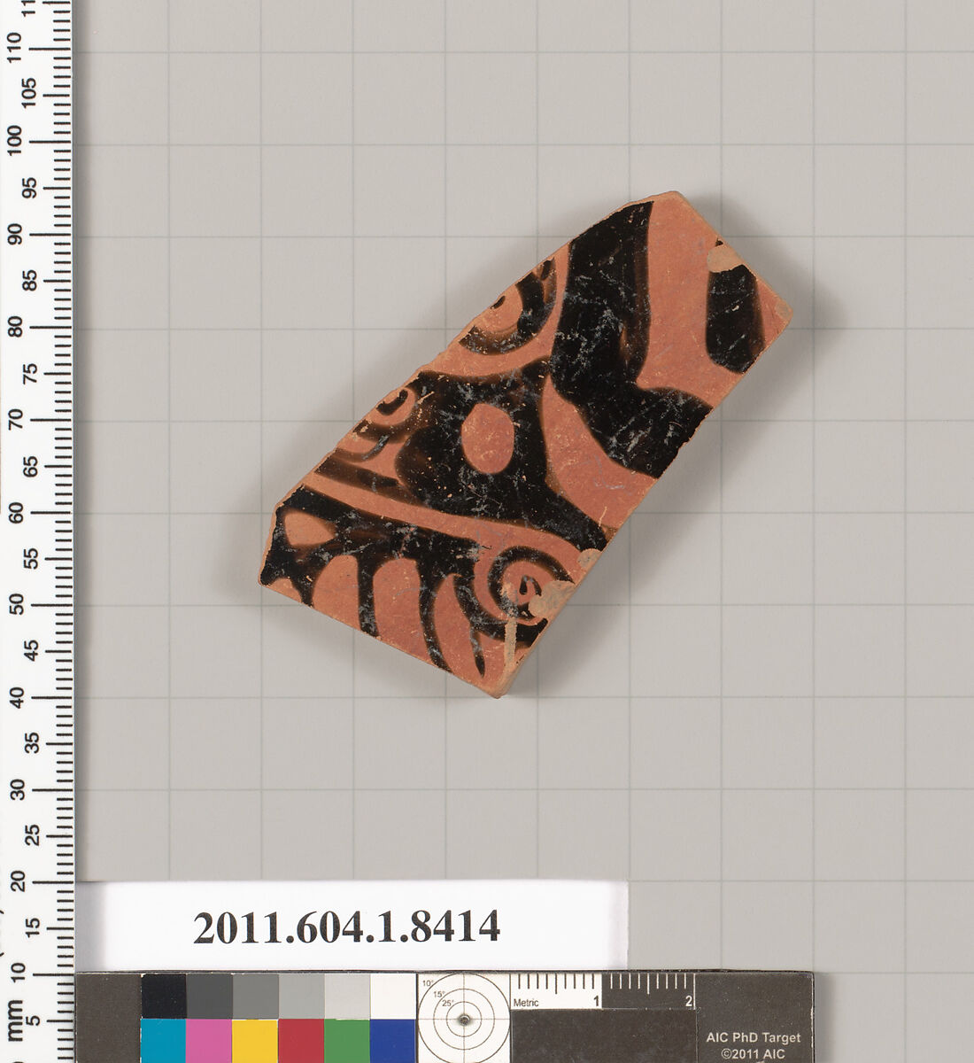 Terracotta fragment of a kylix (drinking cup), Terracotta, Greek, Attic