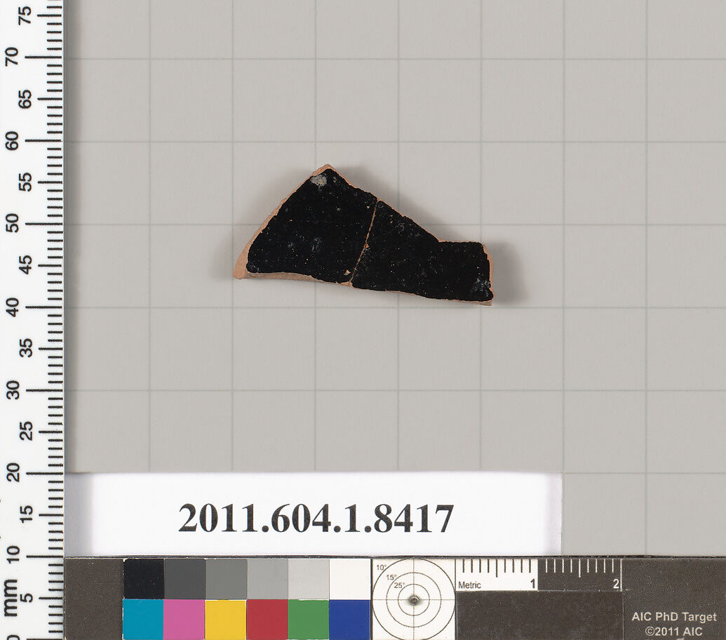 Terracotta fragment of a kylix (drinking cup), Terracotta, Greek, Attic