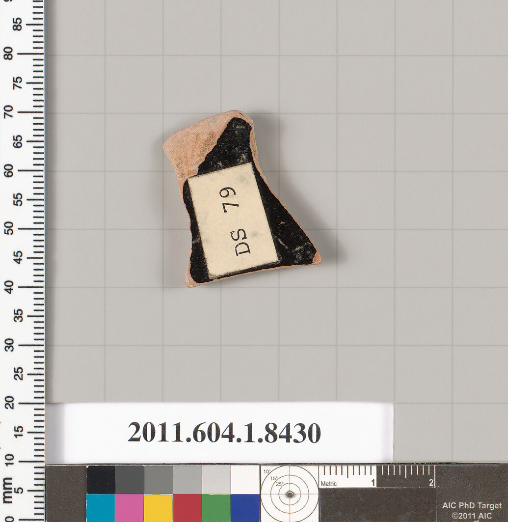 Terracotta fragment of a kylix (drinking cup), Terracotta, Greek, Attic