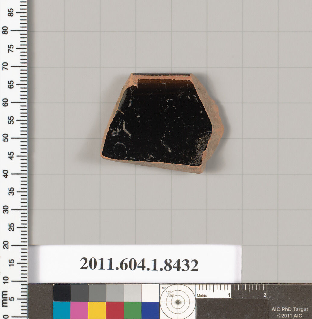Terracotta rim fragment of a kylix (drinking cup), Terracotta, Greek, Attic