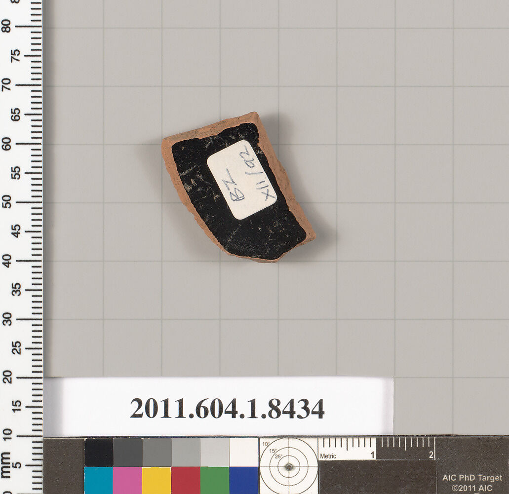 Terracotta fragment of a kylix (drinking cup), Terracotta, Greek, Attic