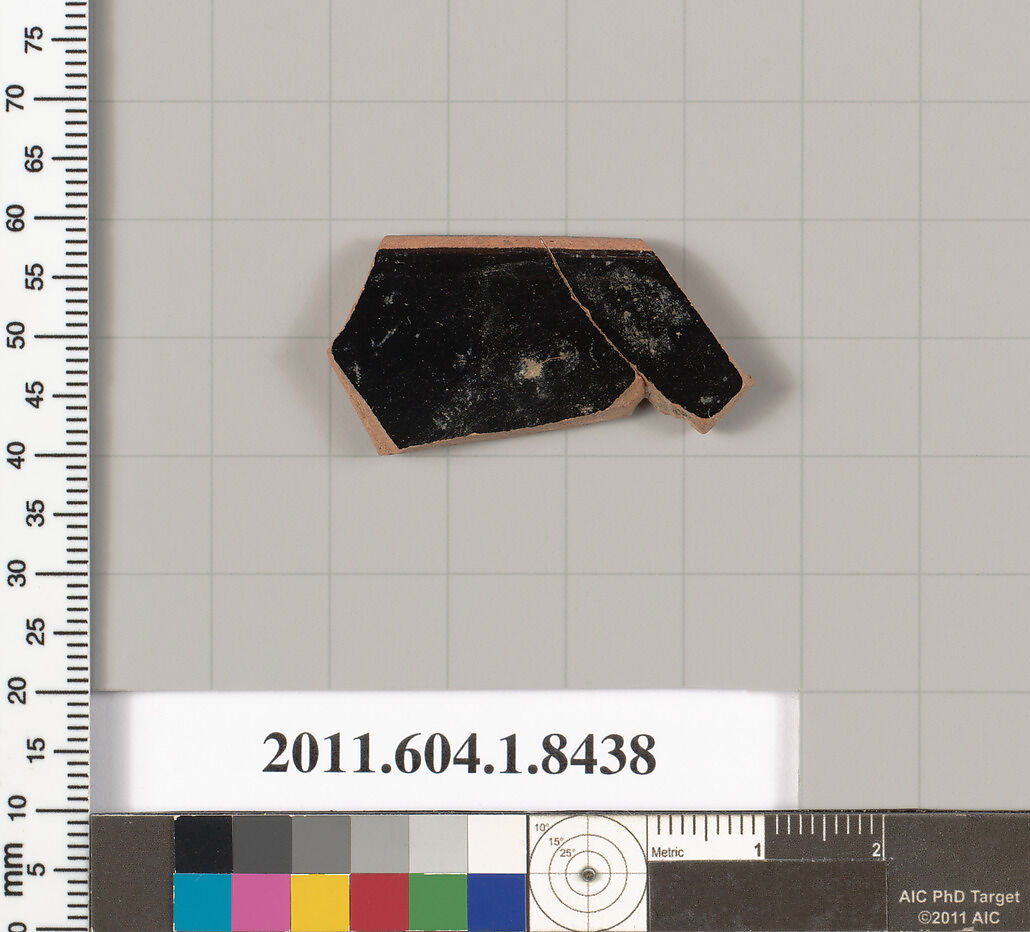 Terracotta rim fragment of a kylix (drinking cup), Terracotta, Greek, Attic