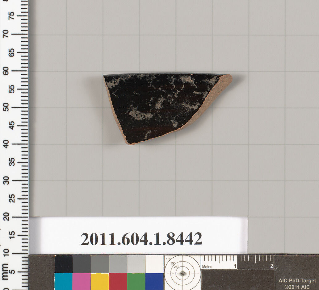 Terracotta rim fragment of a kylix (drinking cup), Terracotta, Greek, Attic
