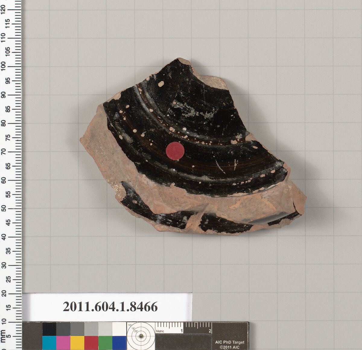 Terracotta fragment of a stemless kylix (drinking cup), Terracotta, Greek, Attic