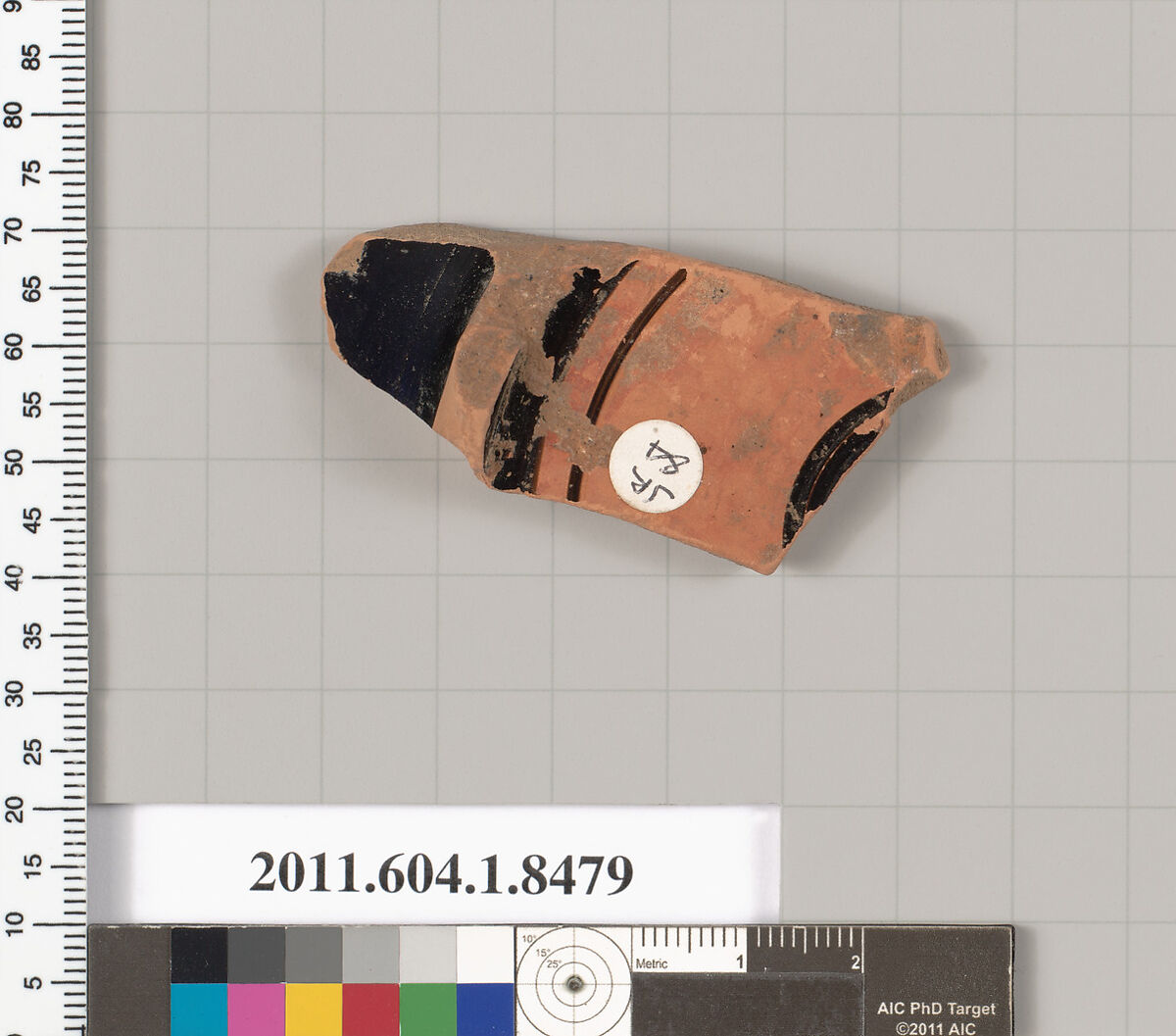 Terracotta fragment of a stemless kylix (drinking cup), Terracotta, Greek, Attic