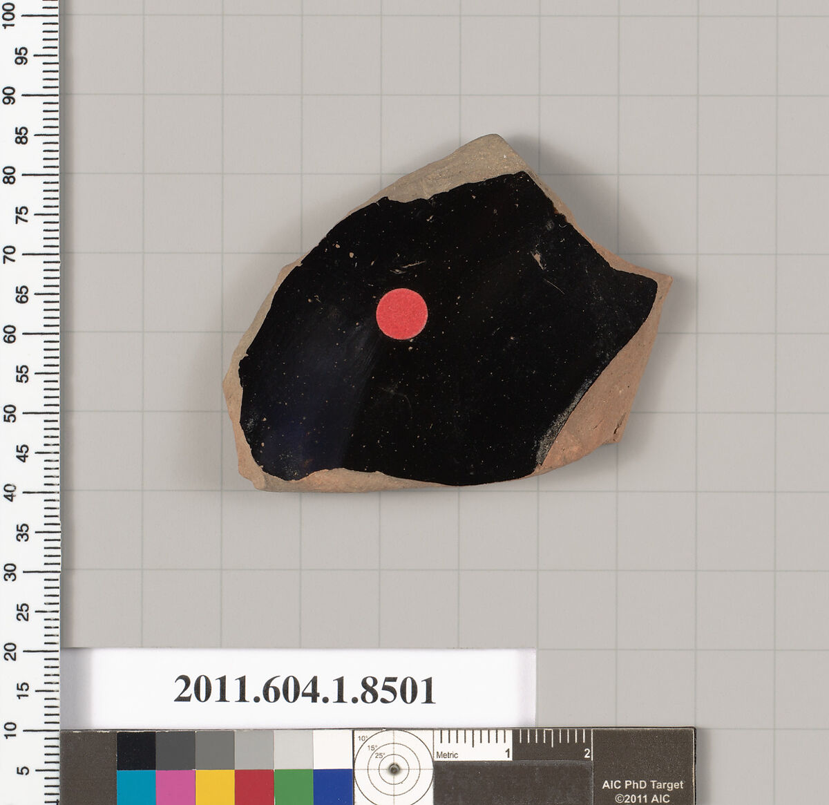 Terracotta fragment of a stemless kylix (drinking cup), Terracotta, Greek, Attic