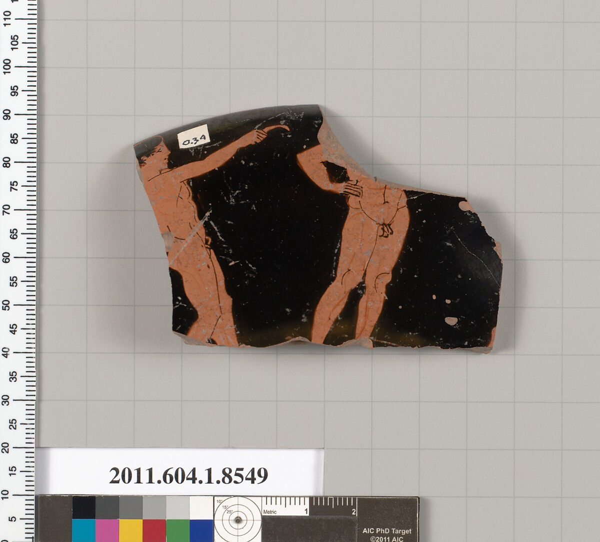 Terracotta rim fragment of a stemless kylix (drinking cup), Terracotta, Greek, Attic
