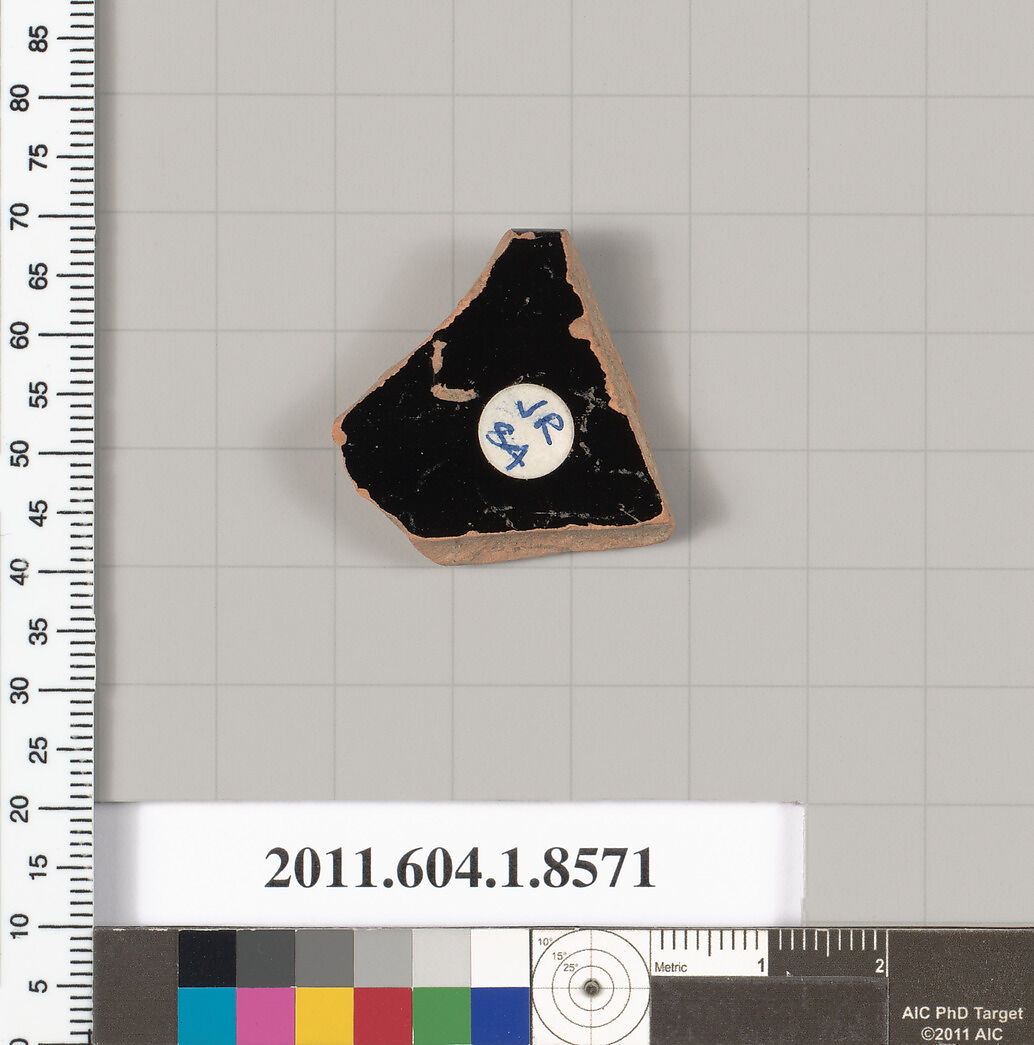 Terracotta  rim fragment of a stemless kylix (drinking cup), Terracotta, Greek, Attic