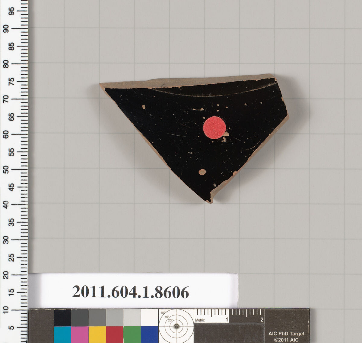 Terracotta fragment of a stemless kylix (drinking cup), Terracotta, Greek, Attic