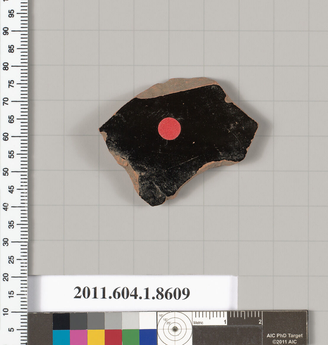 Terracotta fragment of a stemless kylix (drinking cup), Terracotta, Greek, Attic