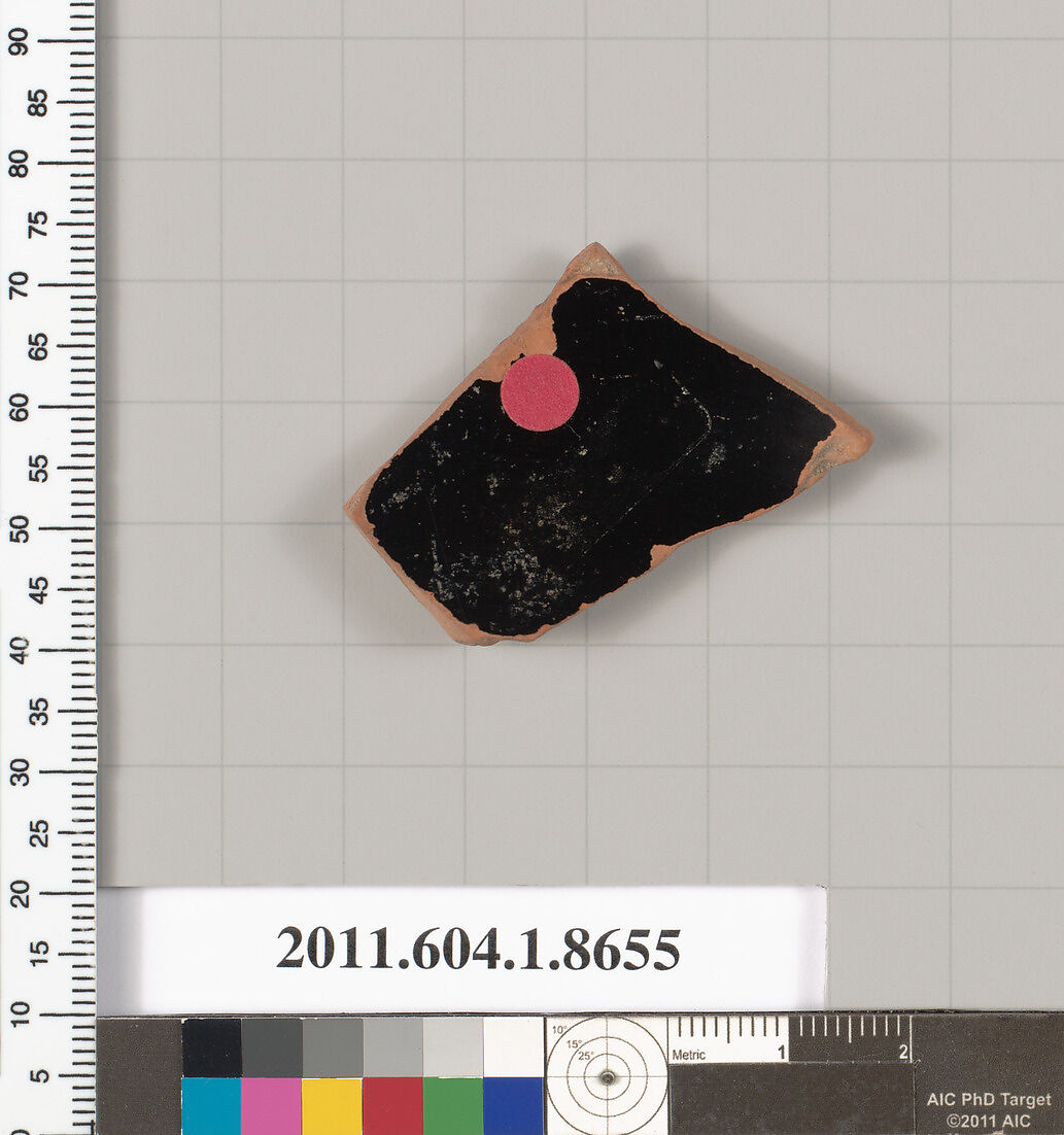 Terracotta rim fragment of a stemless? kylix (drinking cup), Terracotta, Greek, Attic