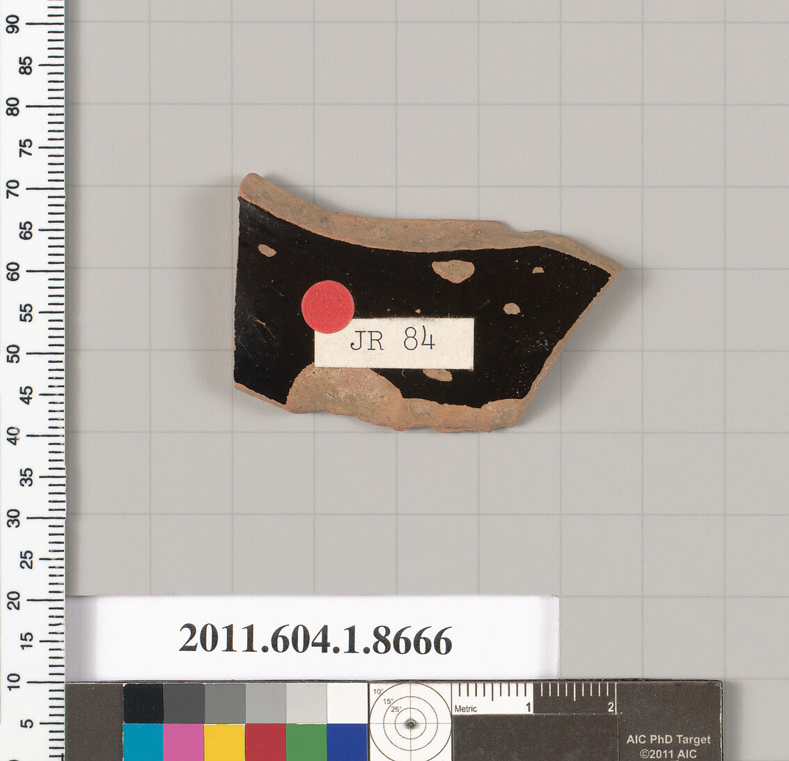 Terracotta fragment of a stemless kylix (drinking cup), Terracotta, Greek, Attic