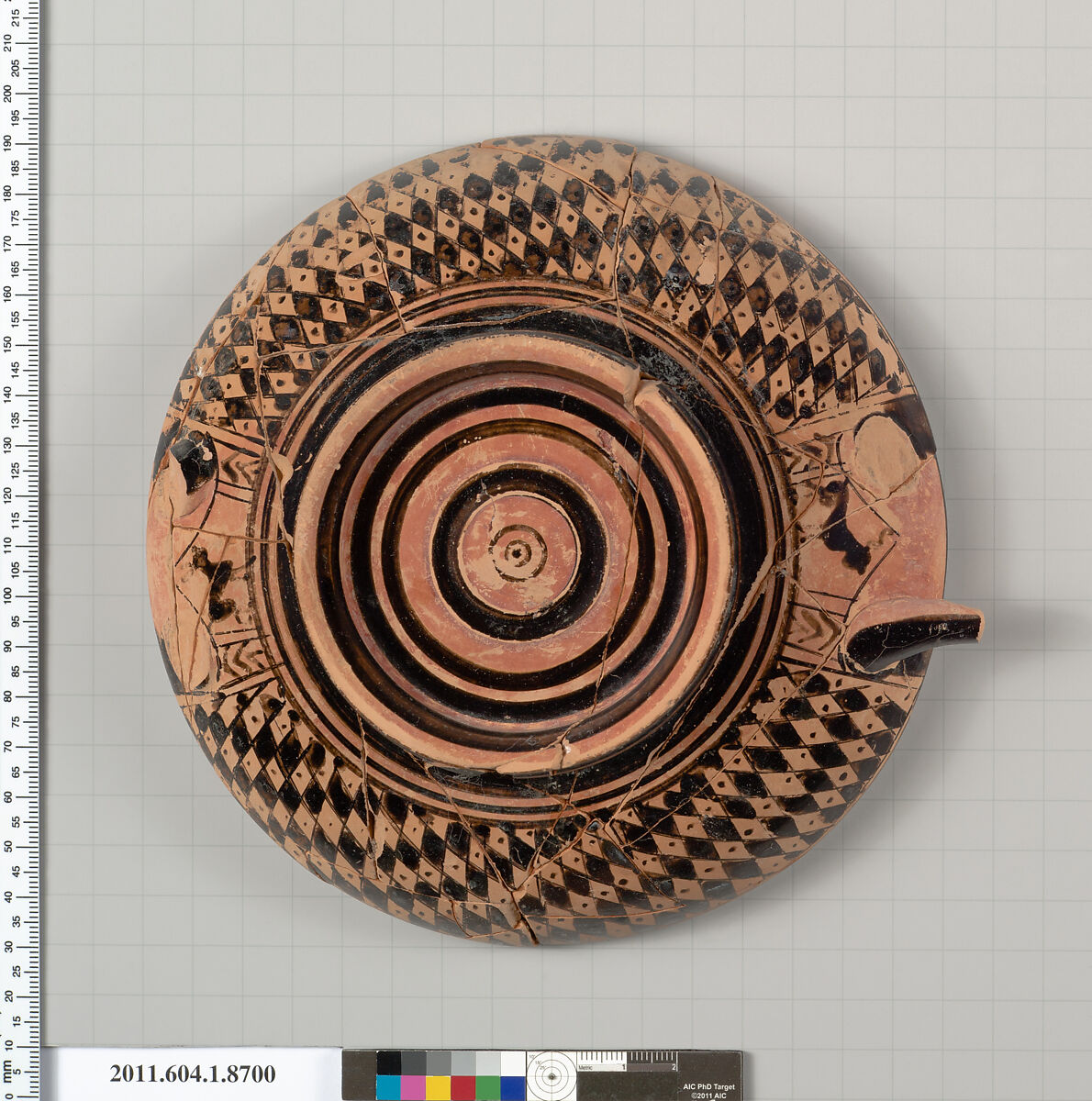 Terracotta stemless kylix (drinking cup), Terracotta, Greek, Attic