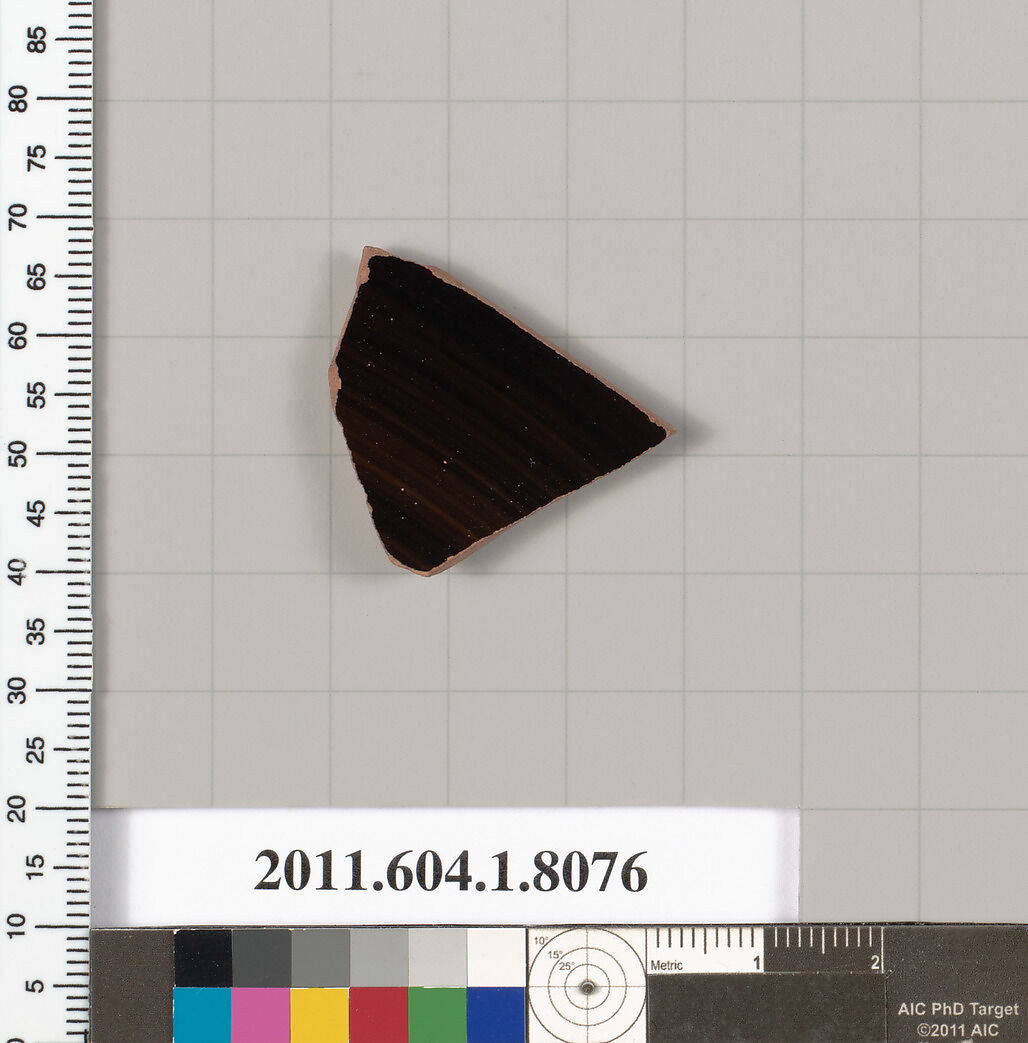 Terracotta fragment of a kylix (drinking cup), Terracotta, Greek, Attic