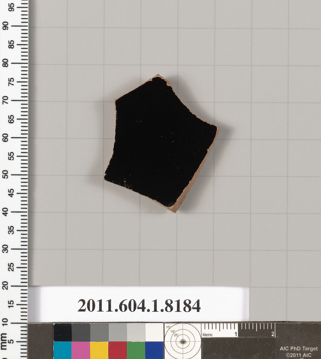 Terracotta fragment of a kylix (drinking cup), Terracotta, Greek, Attic