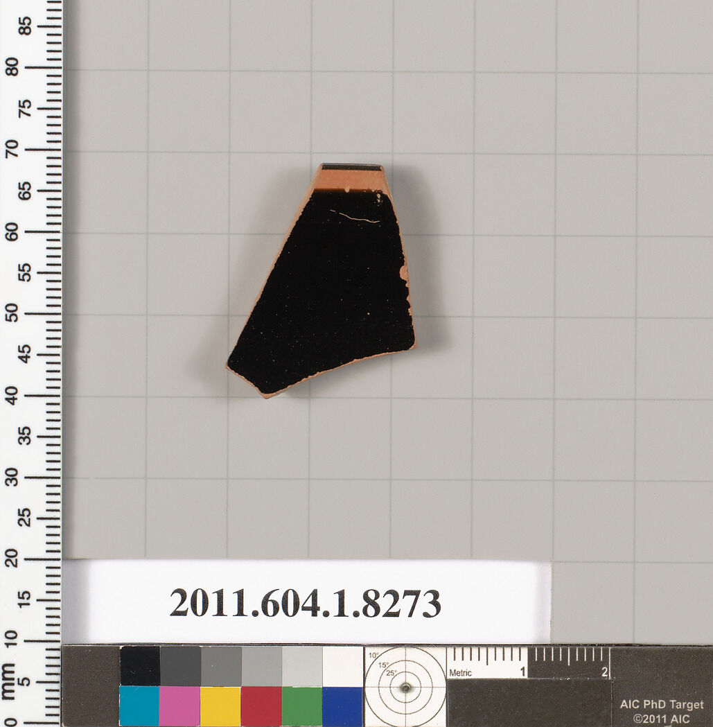Terracotta rim fragment of a kylix (drinking cup), Terracotta, Greek, Attic