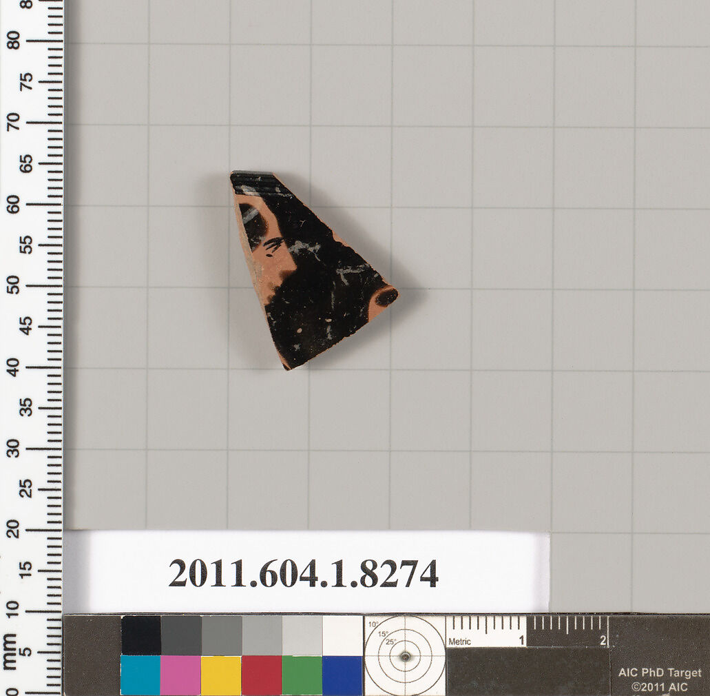 Terracotta rim fragment of a kylix (drinking cup), Terracotta, Greek, Attic