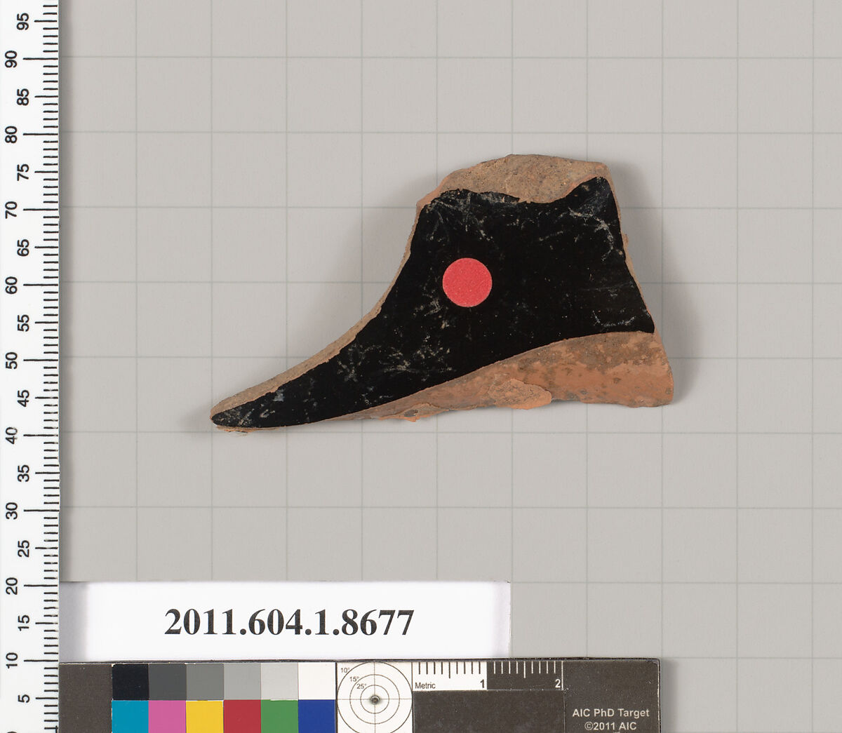 Terracotta fragment of a stemless kylix (drinking cup), Terracotta, Greek, Attic