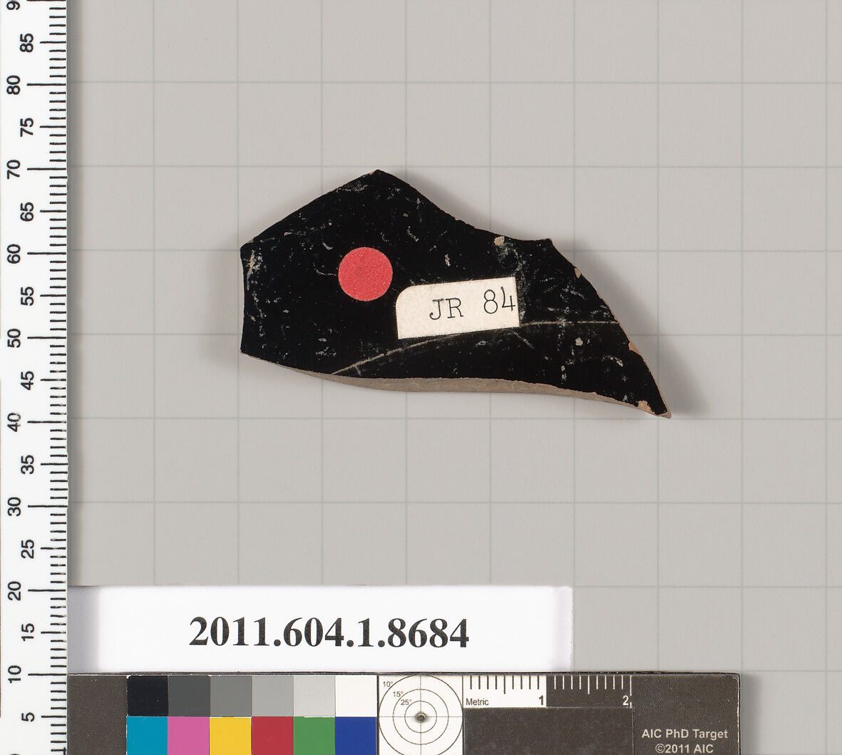 Terracotta fragment of a stemless kylix (drinking cup), Terracotta, Greek, Attic