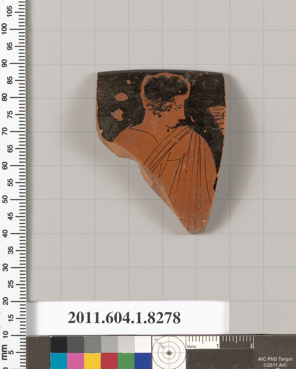 Terracotta rim fragment of a kylix (drinking cup), Attributed to the Montlaurès Painter [DvB], Terracotta, Greek, Attic