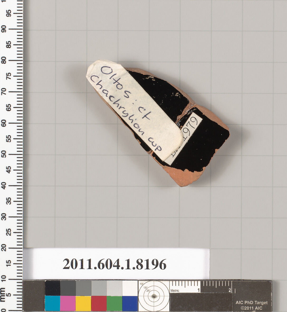 Terracotta fragment of a kylix (drinking cup), Attributed to Oltos [DvB], Terracotta, Greek, Attic