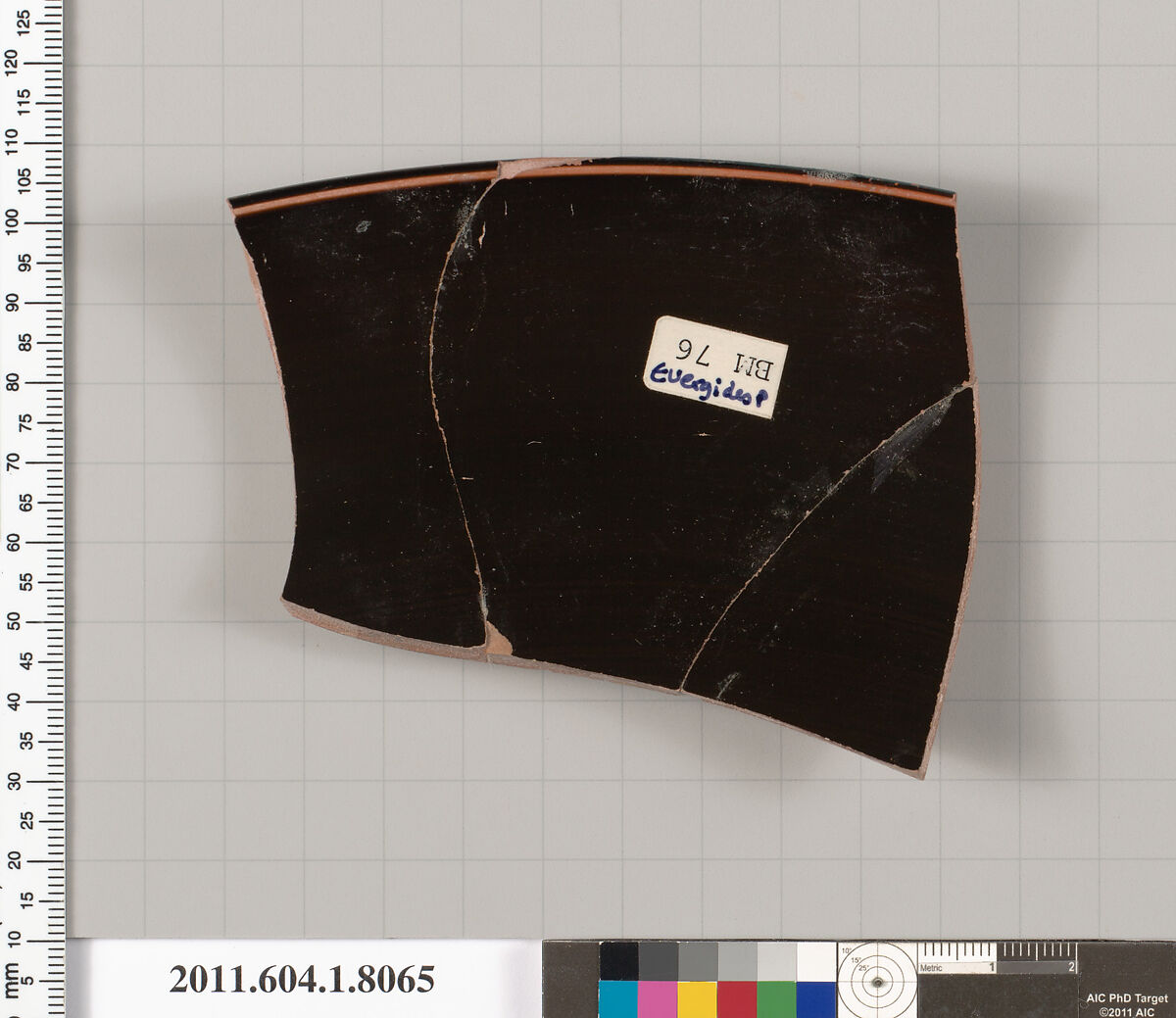 Terracotta rim fragment of a kylix (drinking cup), Attributed to the Euergides Painter [DvB], Terracotta, Greek, Attic