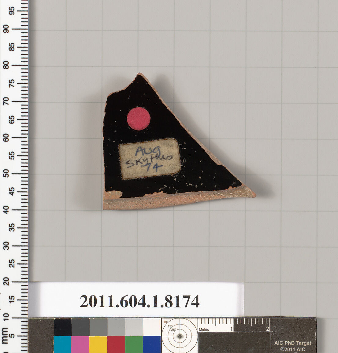 Terracotta fragment of a kylix (drinking cup), Attributed to Skythes [DvB], Terracotta, Greek, Attic