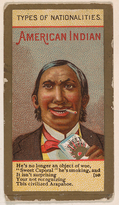 American Indian, from Types of Nationalities (N240) issued by Kinney Bros., Issued by Kinney Brothers Tobacco Company, Commercial color lithograph 