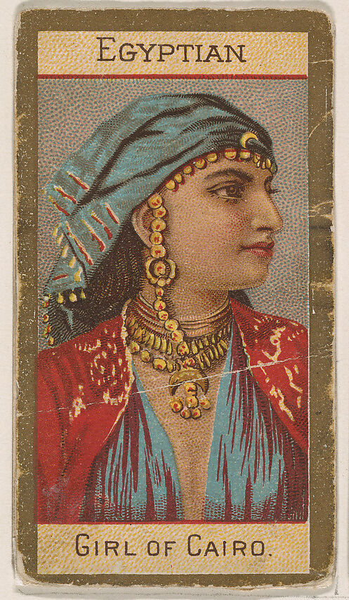 Egyptian, Girl of Cairo, from Types of Nationalities (N240) issued by Kinney Bros., Issued by Kinney Brothers Tobacco Company, Commercial color lithograph 