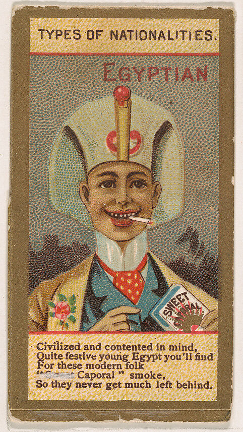 Egyptian, from Types of Nationalities (N240) issued by Kinney Bros., Issued by Kinney Brothers Tobacco Company, Commercial color lithograph 