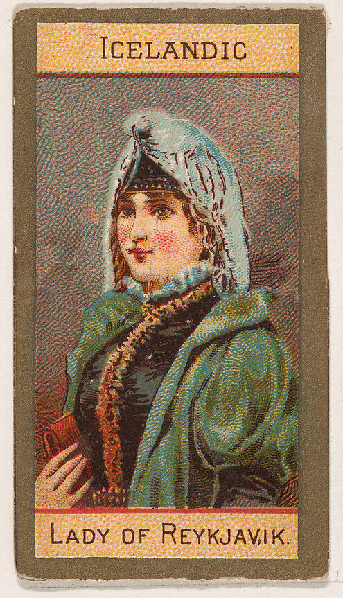 Icelandic, Lady of Reykjavik, from Types of Nationalities (N240) issued by Kinney Bros., Issued by Kinney Brothers Tobacco Company, Commercial color lithograph 